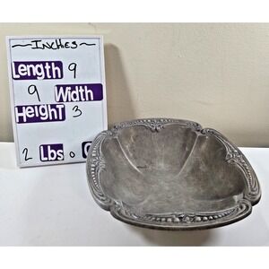 Wilton Armetale Belle Mont 9" Square Metal Serving Bowl Pewter Heavy‎